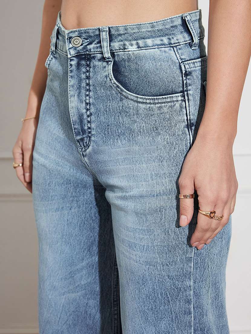 women solid high rise wide leg jean - 22433557 -  Standard Image - 1
