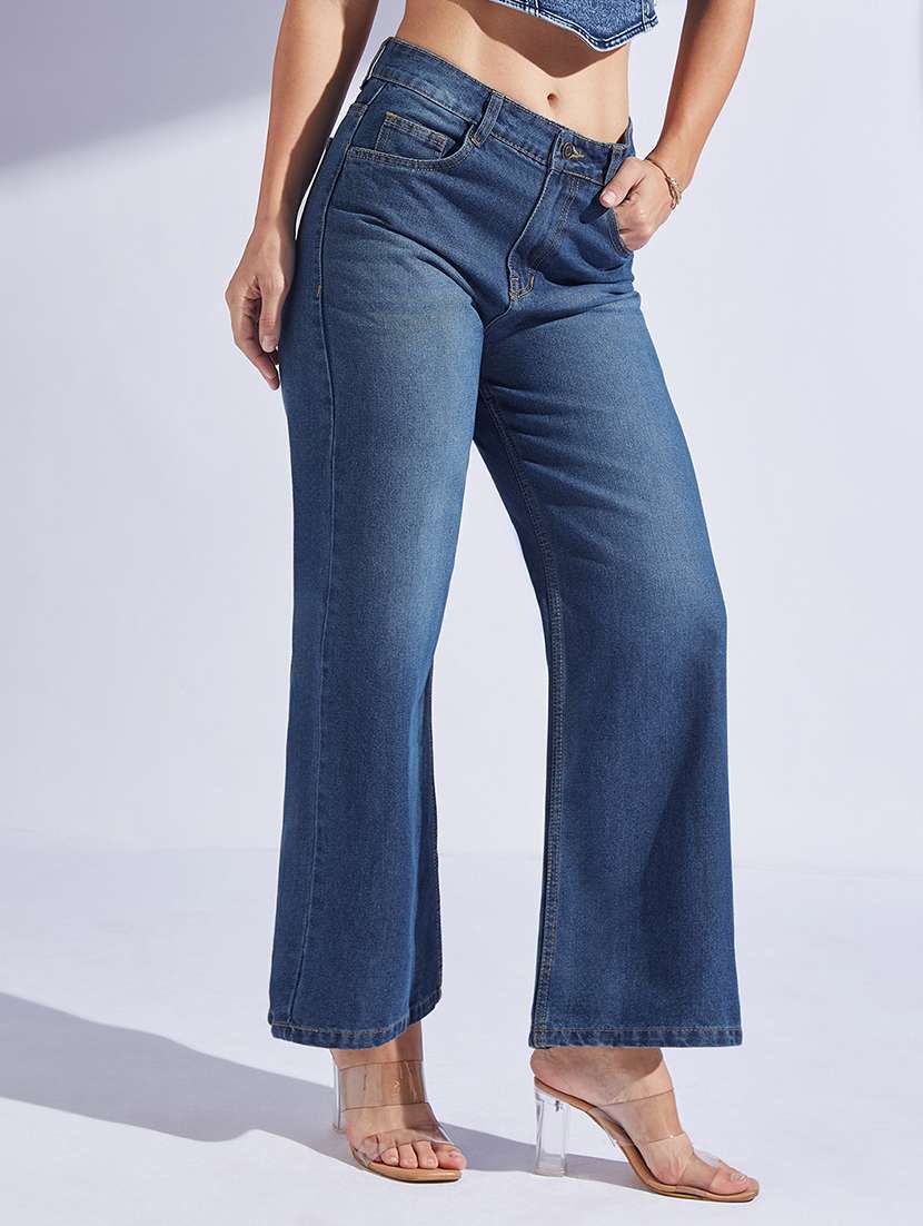 women solid high rise bootcut jean - 22433559 -  Standard Image - 1