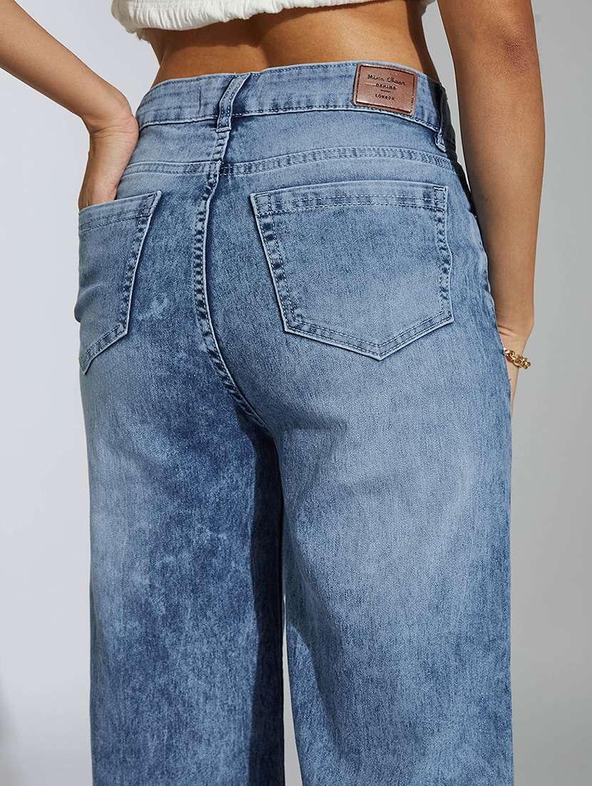 women solid high rise wide leg jean - 22433562 -  Standard Image - 1