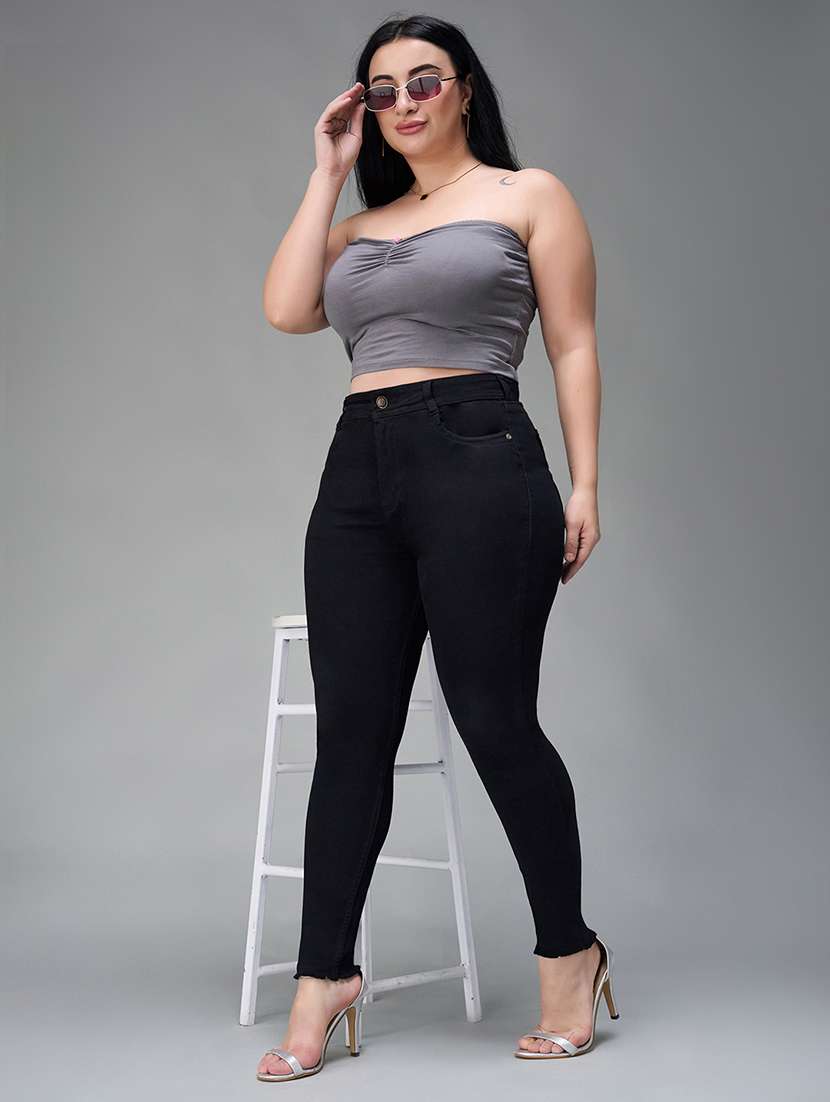 women solid high rise skinny jeans - 22433599 -  Standard Image - 4