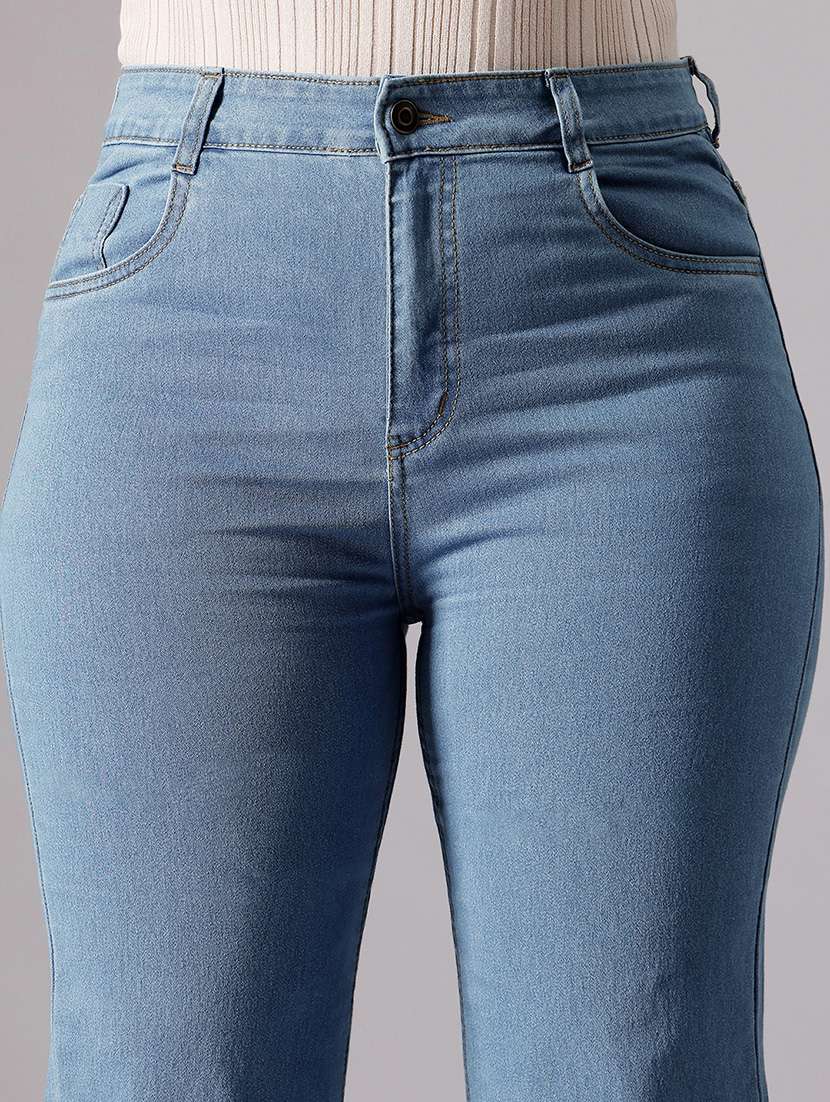 women solid high rise bootcut jeans - 22433611 -  Standard Image - 1