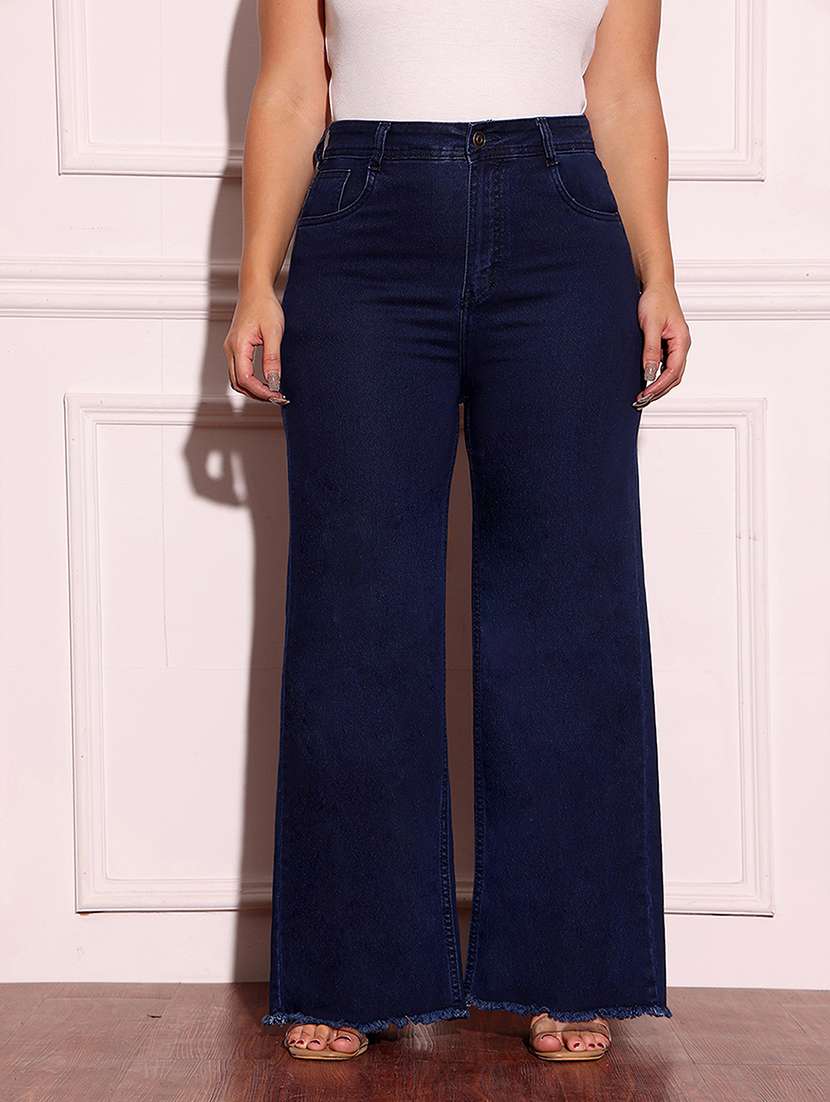 Women Solid High Rise Wide Leg Jeans - 22433614 -  Standard Image - 1