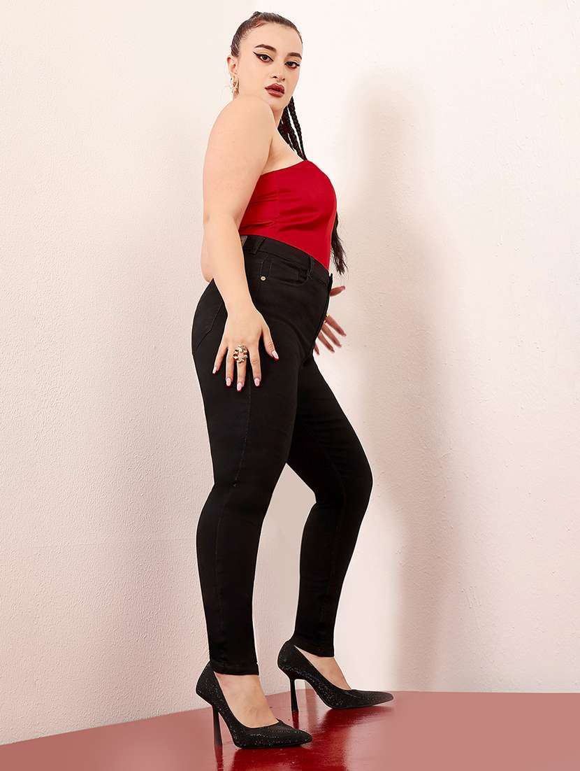 women solid high rise skinny jeans - 22433622 -  Standard Image - 4