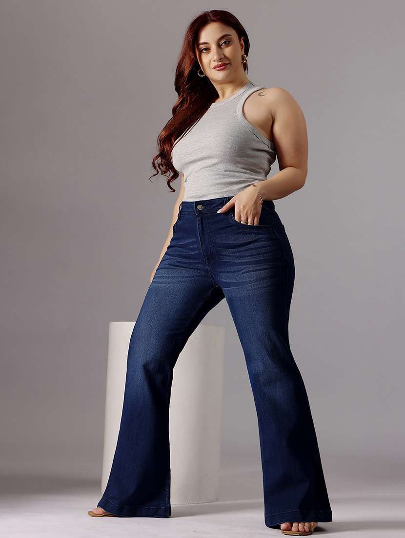 women solid high rise bootcut jeans - 22433627 -  Standard Image - 4
