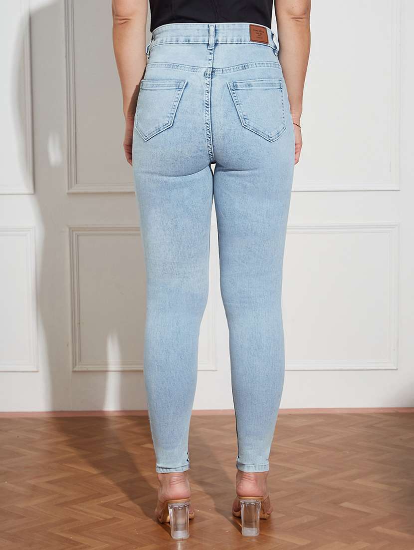 women solid high rise skinny jeans - 22433630 -  Standard Image - 4