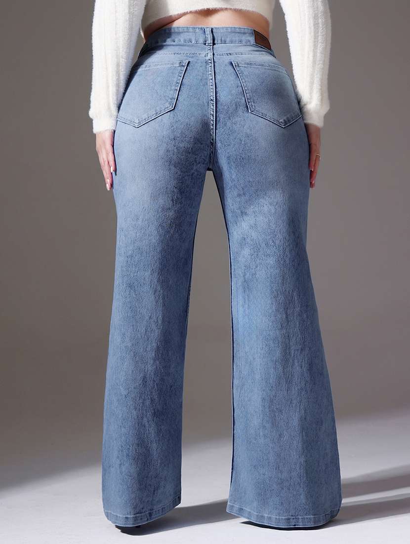 women solid high rise wide leg jeans - 22433631 -  Standard Image - 4