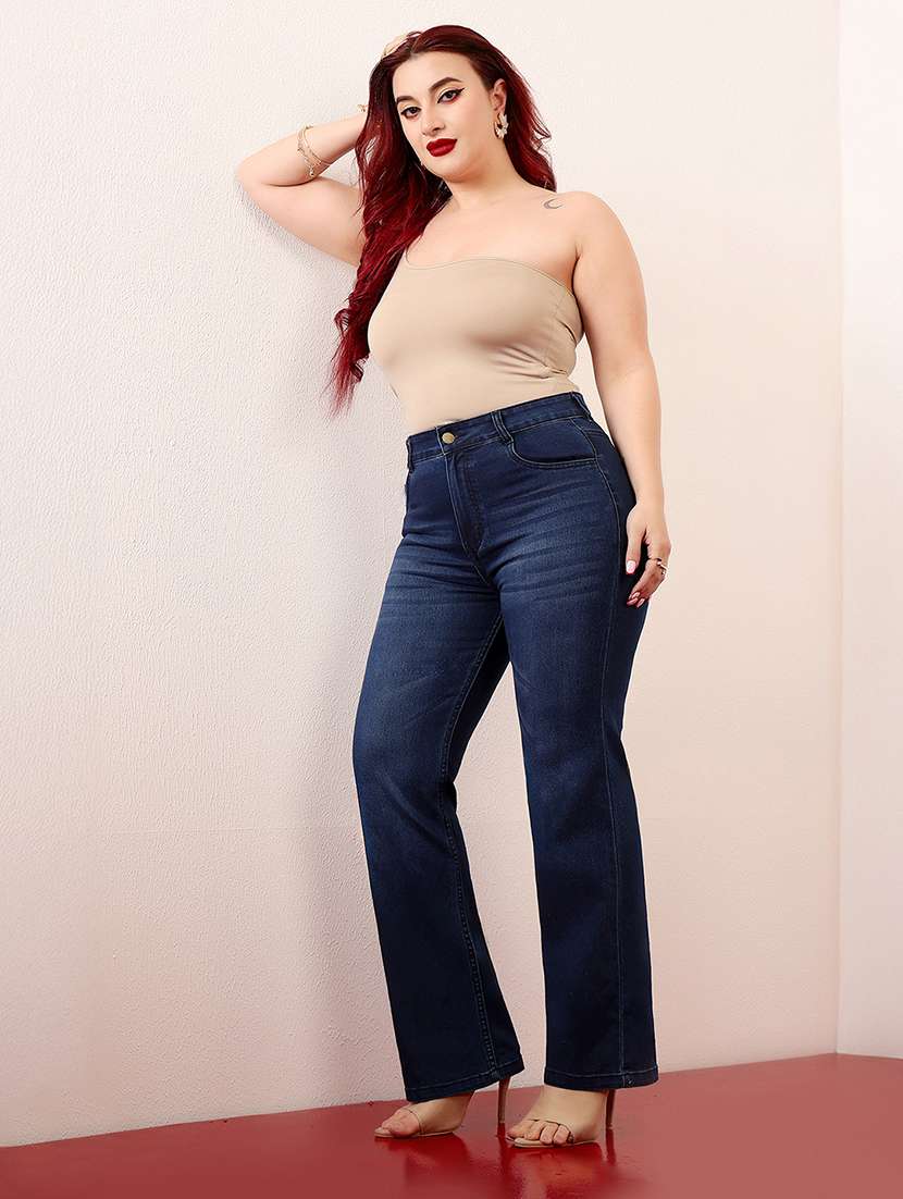 women solid high rise bootcut jeans - 22433639 -  Standard Image - 4