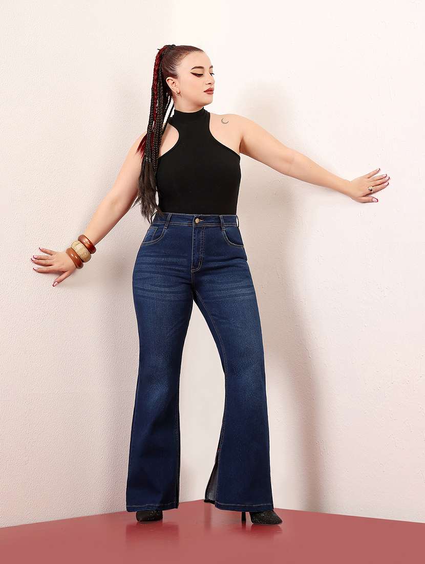women solid high rise bootcut jeans - 22433640 -  Standard Image - 4