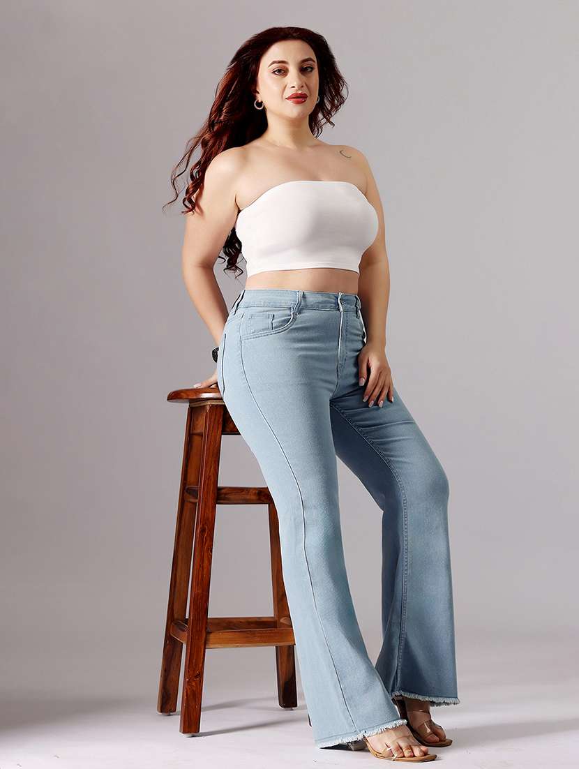 women solid high rise bootcut jeans - 22433642 -  Standard Image - 4