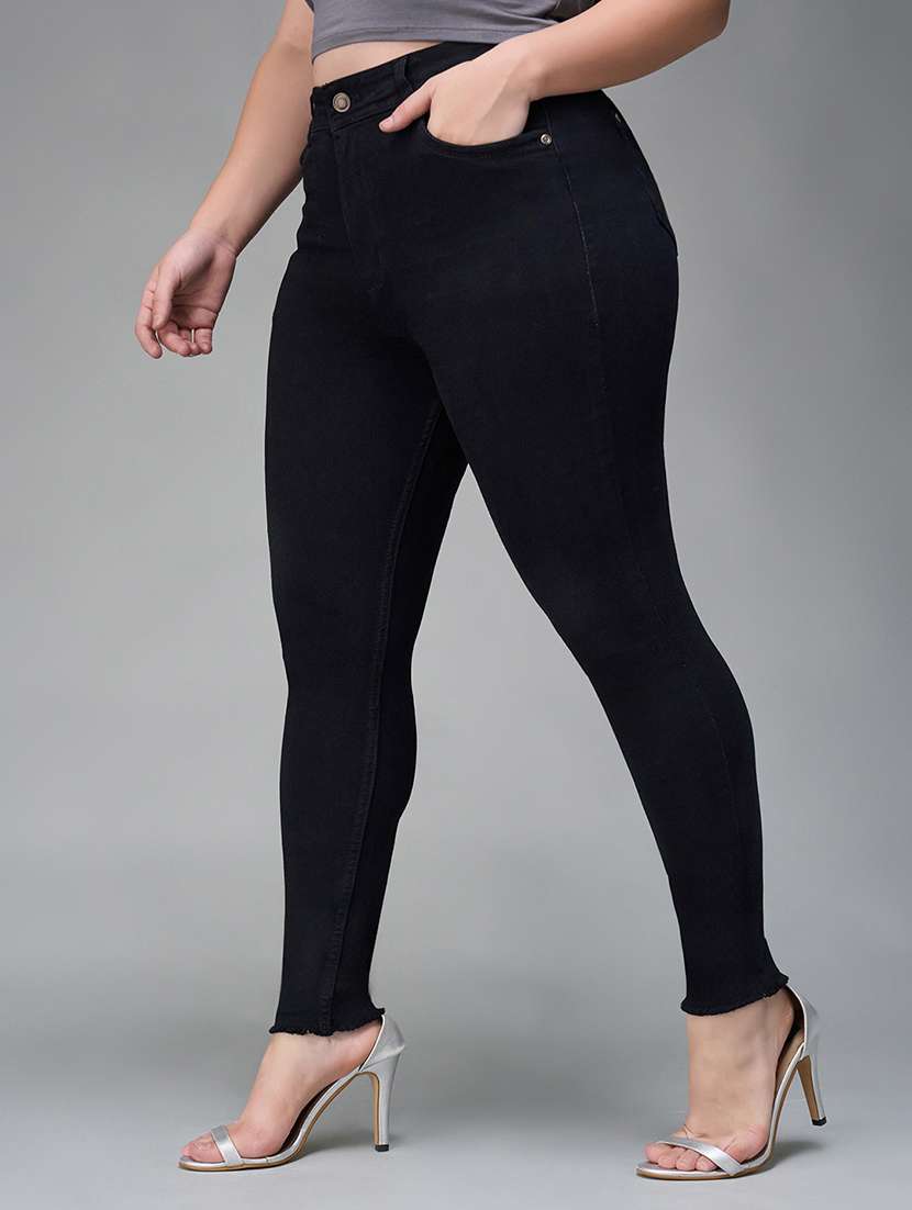 women solid high rise skinny jeans - 22433644 -  Standard Image - 1