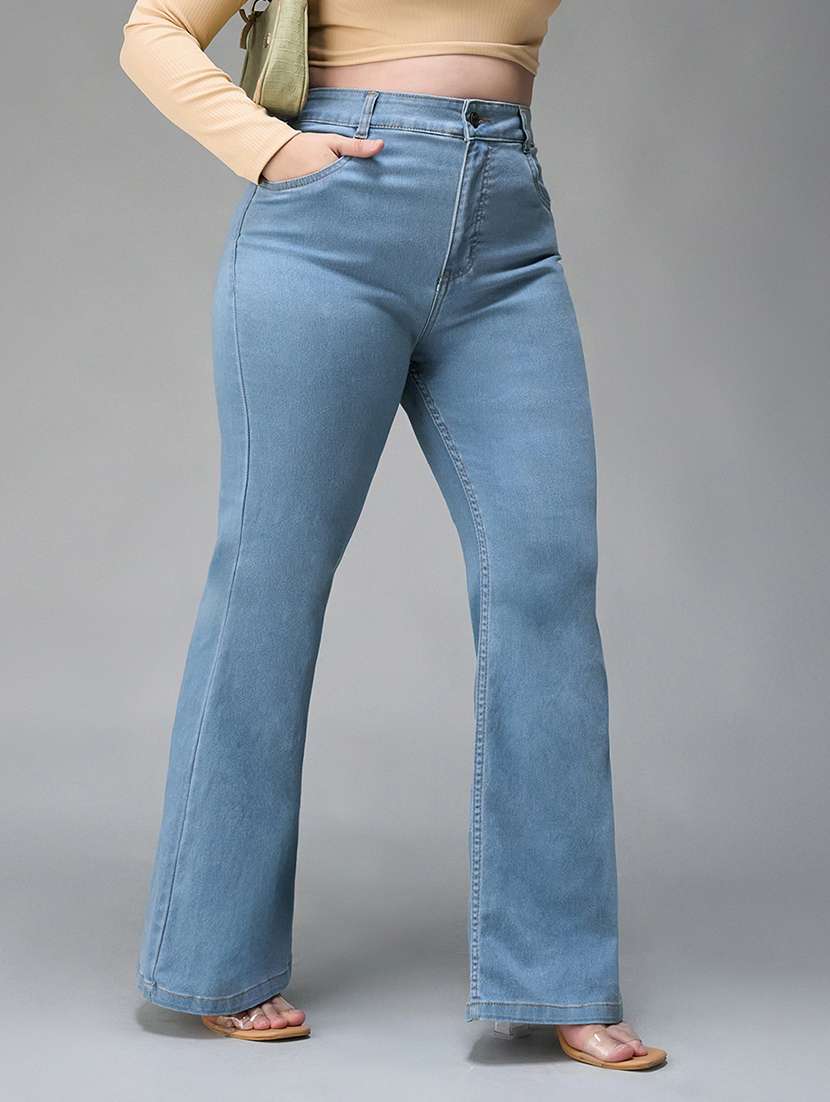 women solid high rise bootcut jeans - 22433653 -  Standard Image - 1
