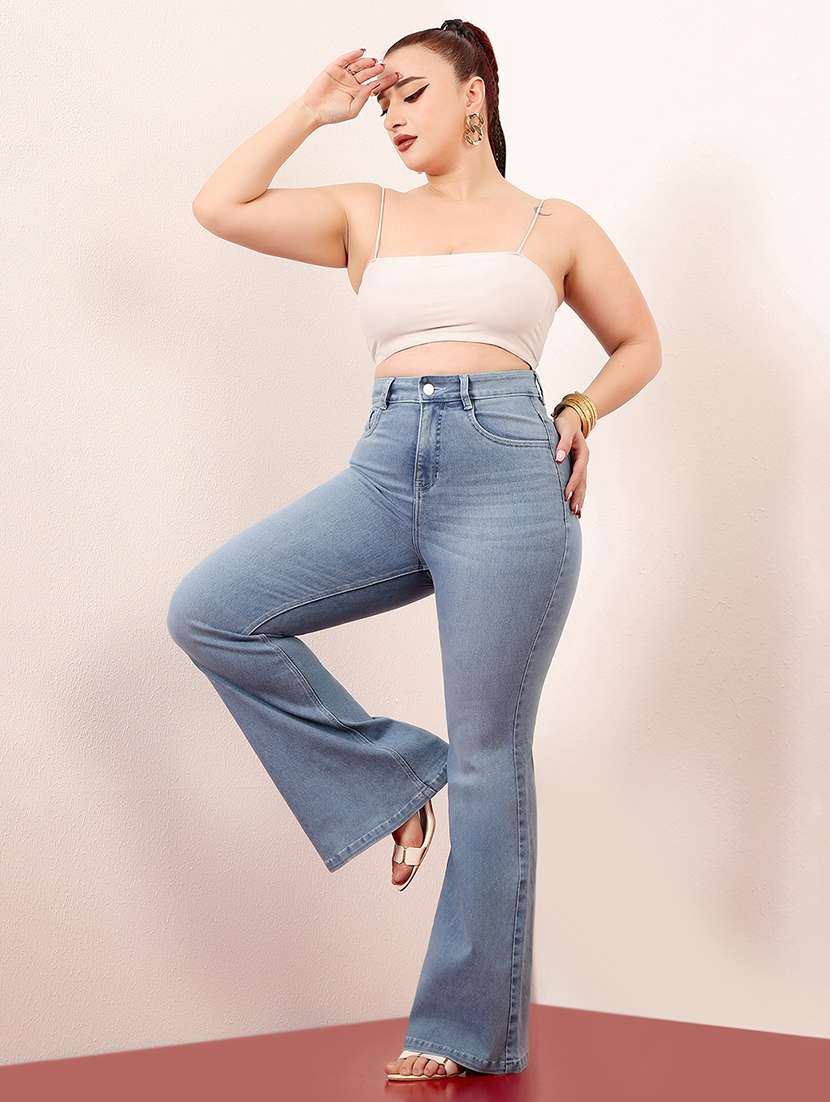 women solid high rise bootcut jeans - 22433664 -  Standard Image - 6
