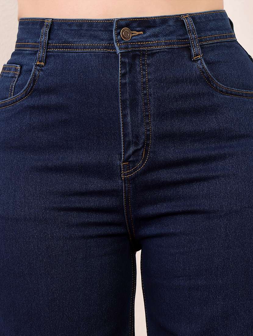 women solid high rise wide leg jeans - 22433674 -  Standard Image - 1