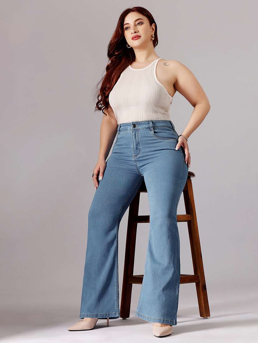 women solid high rise bootcut jeans - 22433686 -  Standard Image - 4