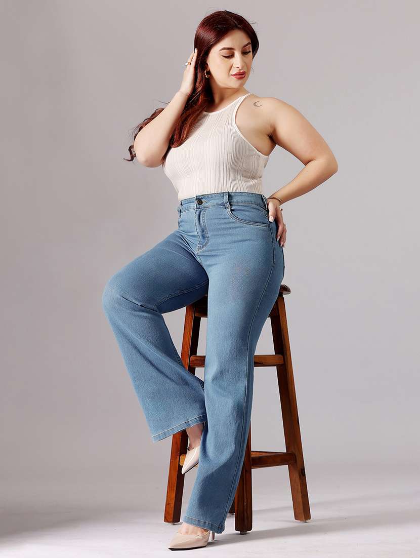 women solid high rise bootcut jeans - 22433686 -  Standard Image - 6