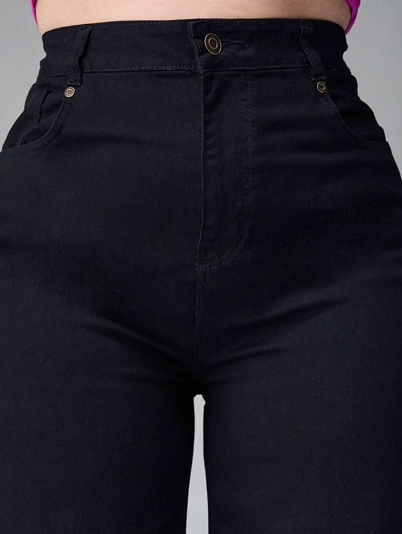 women solid high rise wide leg jeans - 22433695 -  Standard Image - 1