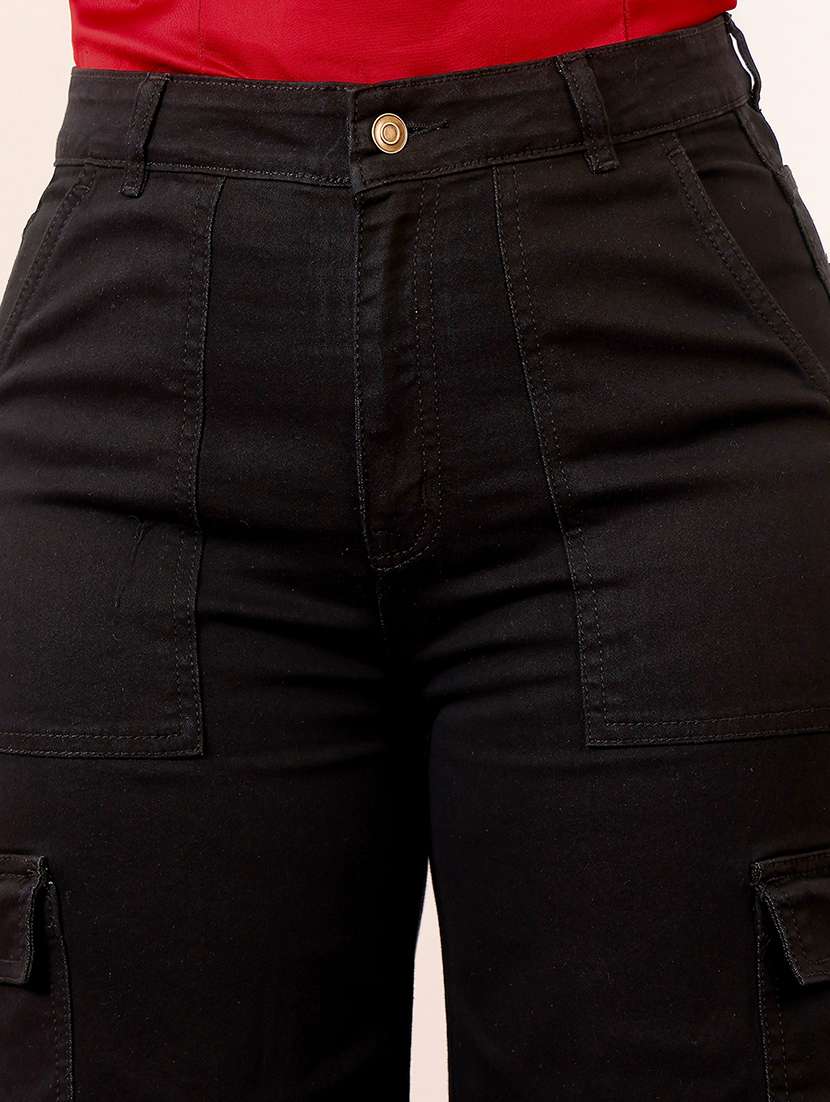 women solid high rise cargo - 22433705 -  Standard Image - 1