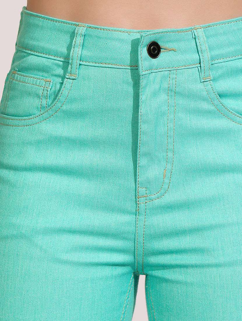 women denim bootcut teal jeans high rise - 22433769 -  Standard Image - 1