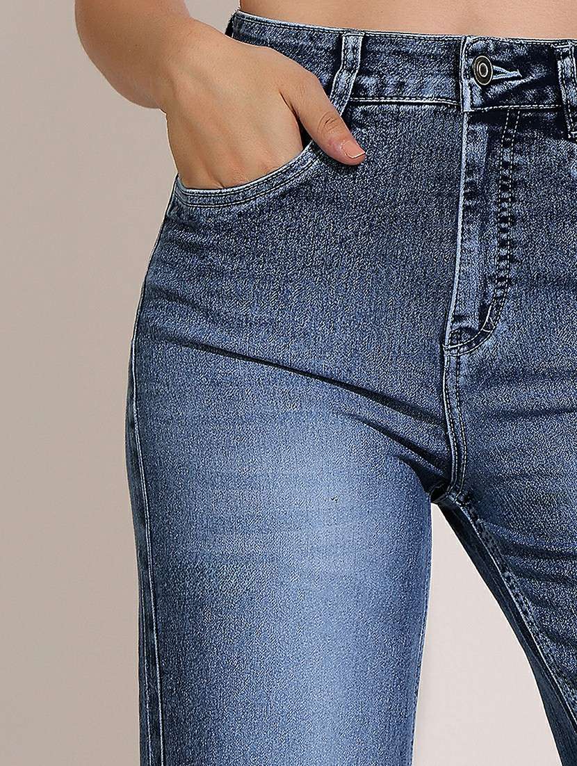 women light blue denim wide leg casual jeans - 22433771 -  Standard Image - 1
