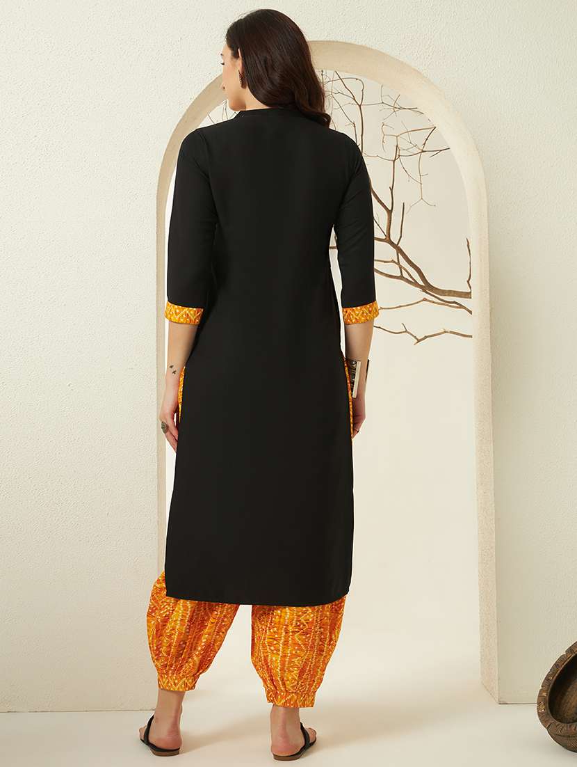 women bandhani three quarter sleeve kurta salwar set - 22433910 -  Standard Image - 4