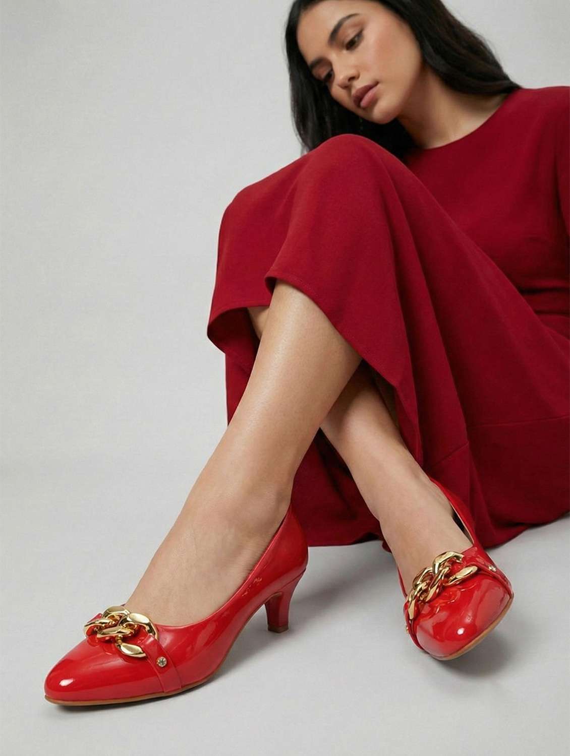 Women Red Slip On Pump - 22433944 -  Standard Image - 1