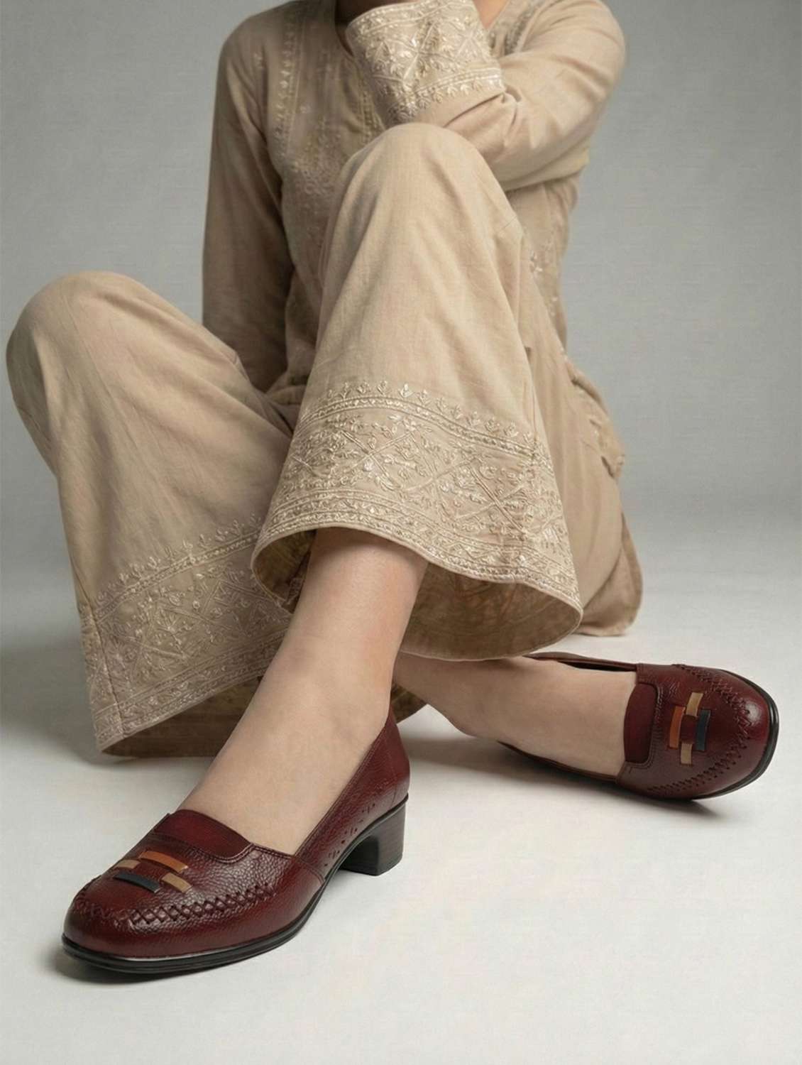 women maroon slip on pump - 22433946 -  Standard Image - 1