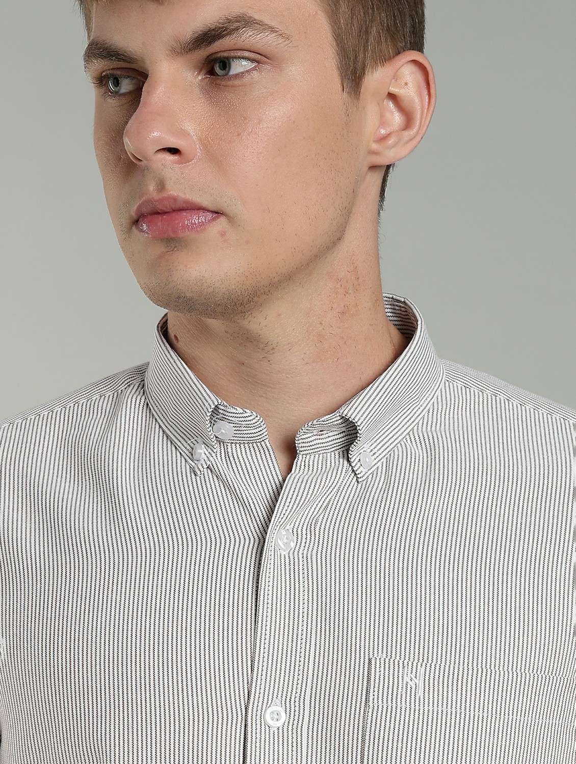 men striped long sleeve slim fit casual shirt - 22433955 -  Standard Image - 1