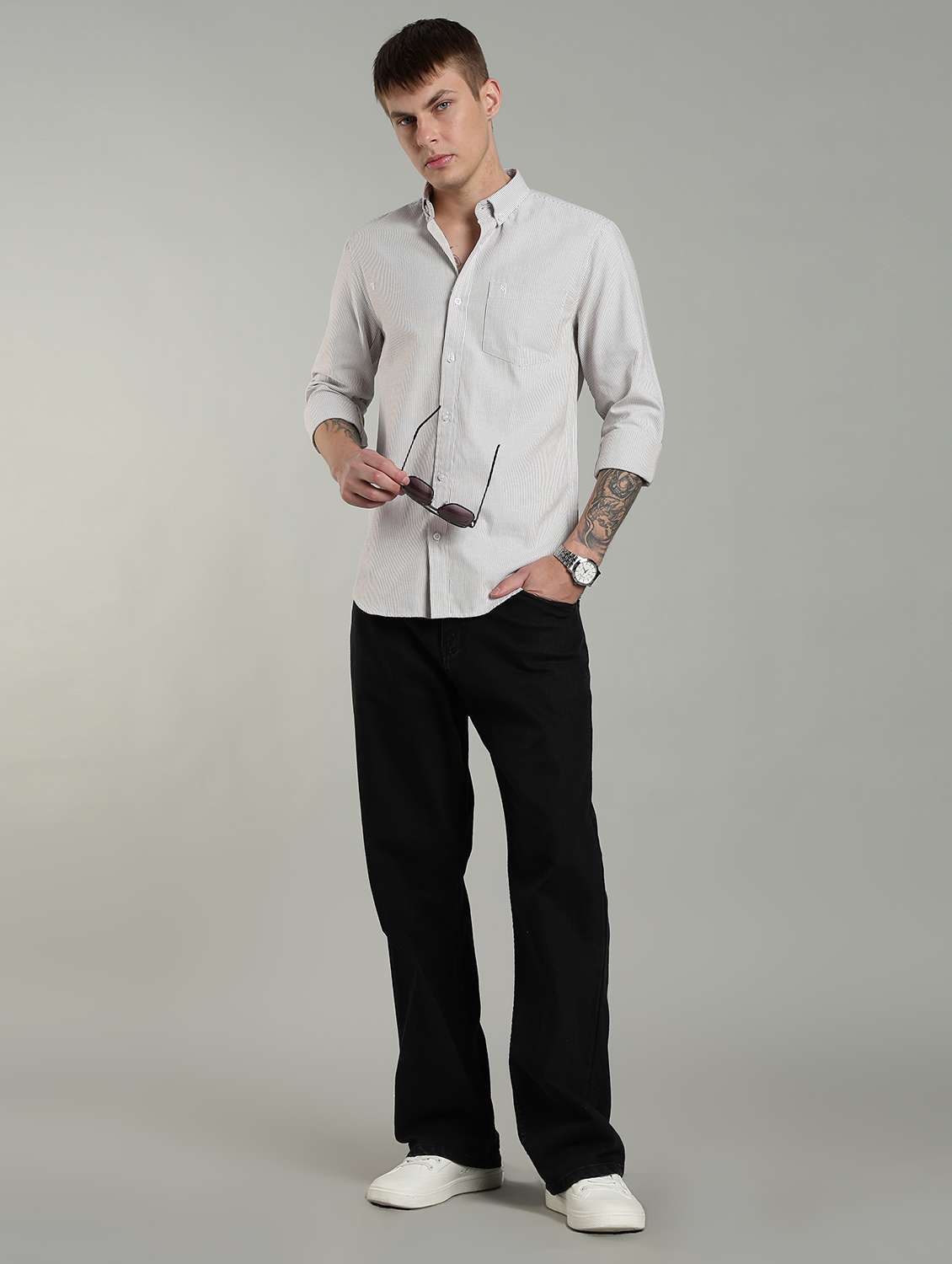 men striped long sleeve slim fit casual shirt - 22433955 -  Standard Image - 6