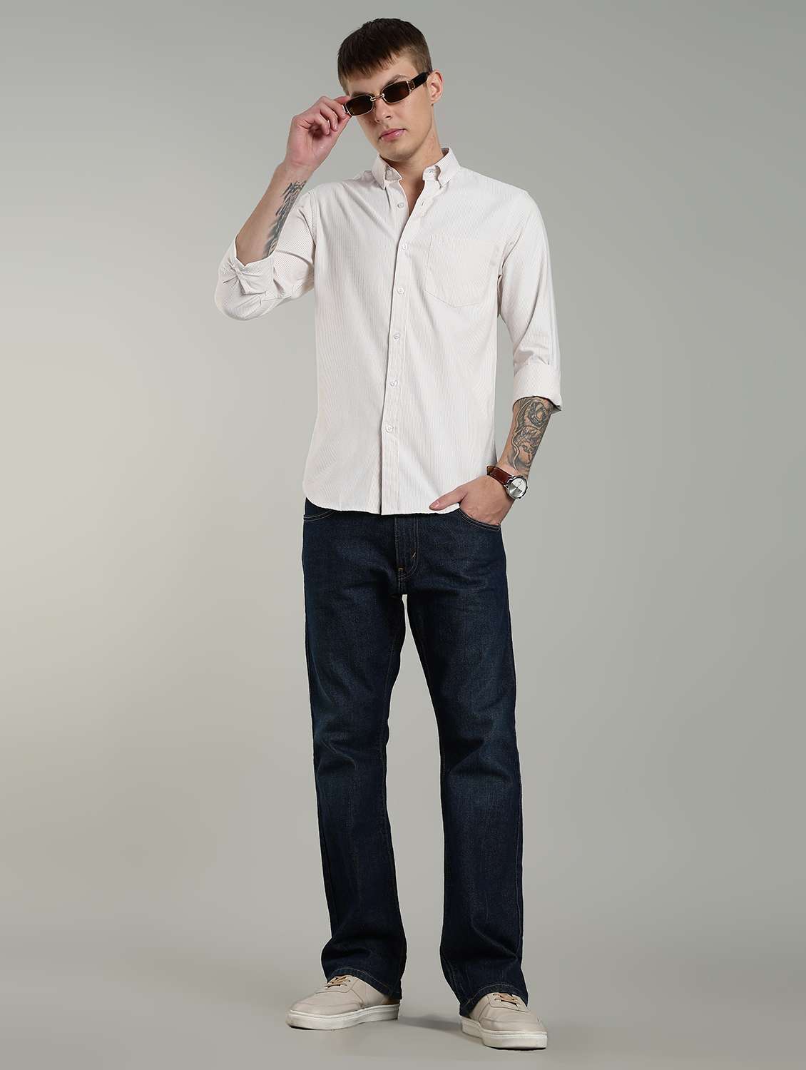 men striped long sleeve slim fit casual shirt - 22433962 -  Standard Image - 6