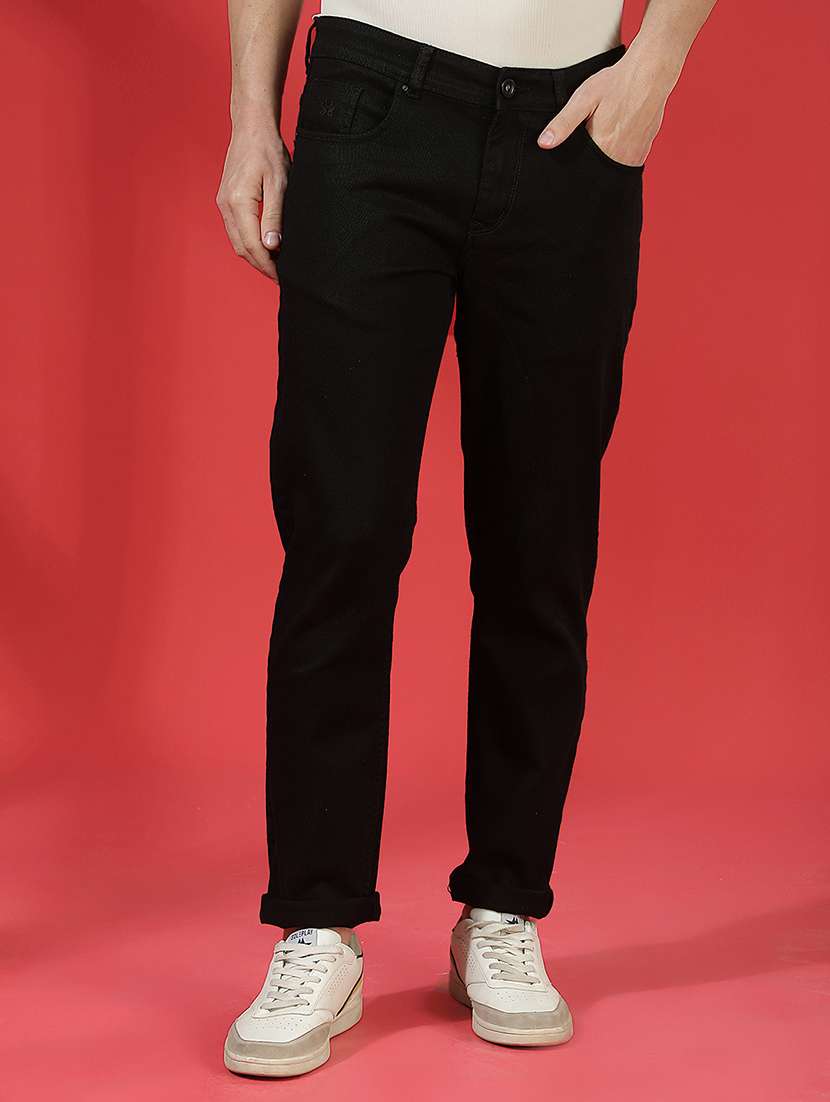 men plain black slim fit jeans