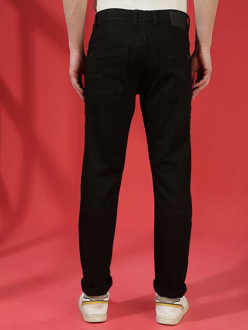 men plain black slim fit jeans - 22434012 -  Standard Image - 4