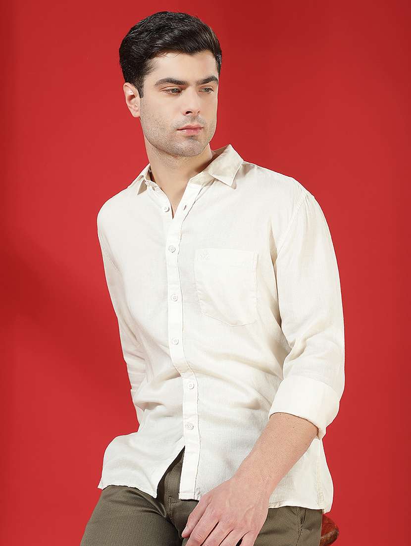 men solid long sleeve slim fit casual shirt