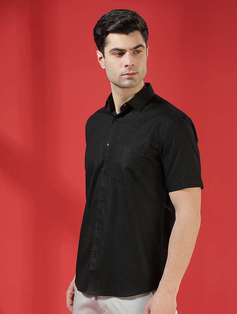 men solid short sleeve slim fit casual shirt - 22434033 -  Standard Image - 4