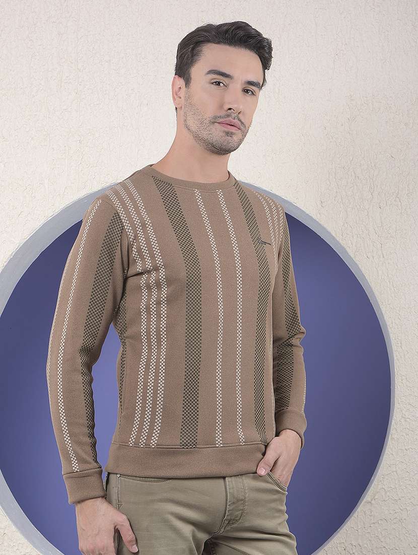 men polyester striped sweatshirt