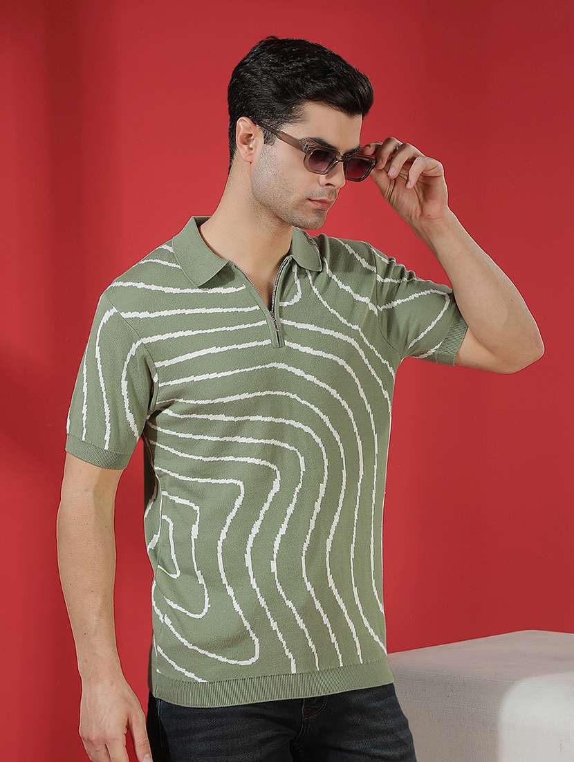 men printed sleeveless  polo t-shirt