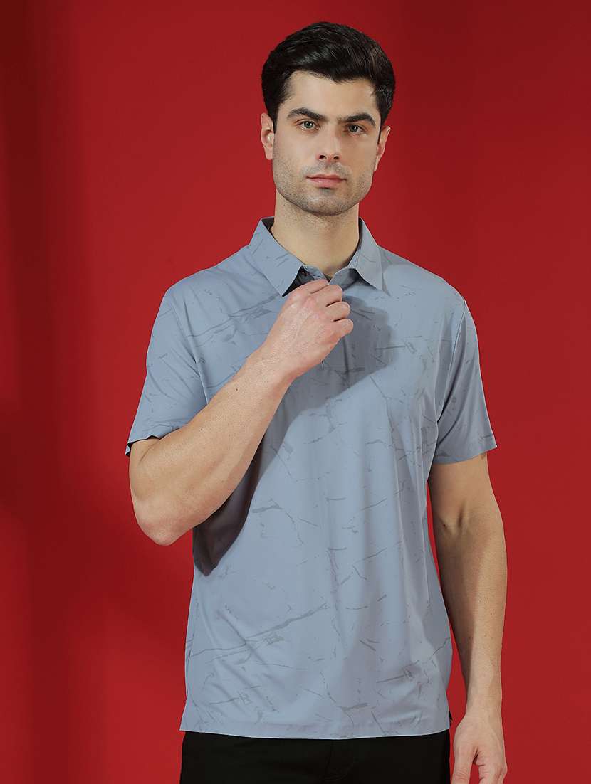 men printed short sleeve polo t-shirt