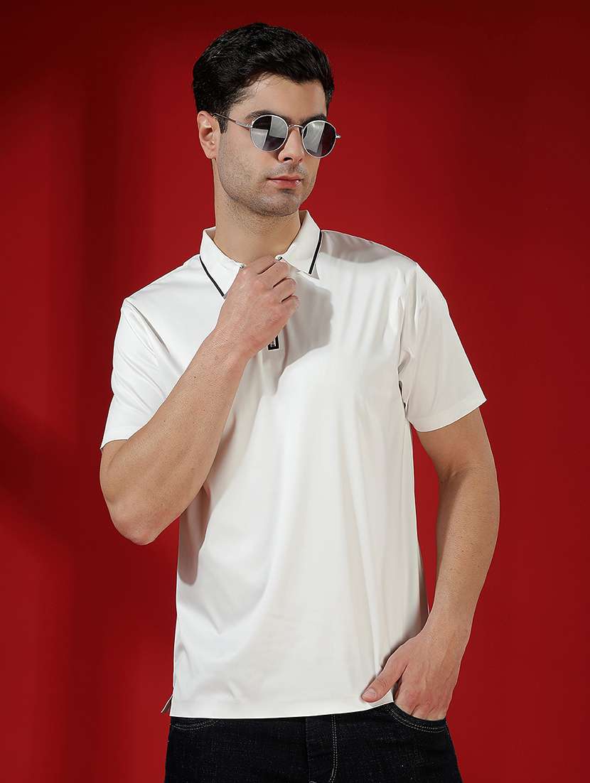 men solid short sleeve regular fit polo t-shirt