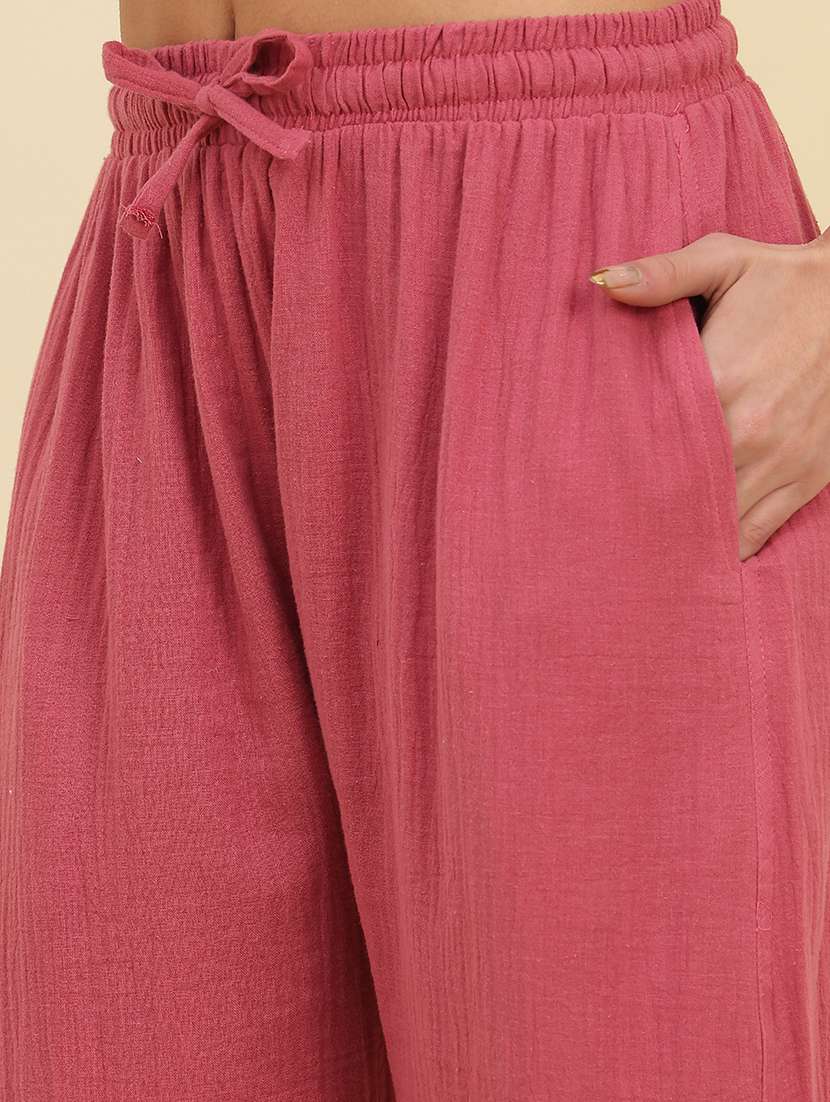 women pack of 2 solid mid rise pajama - 22434243 -  Standard Image - 1