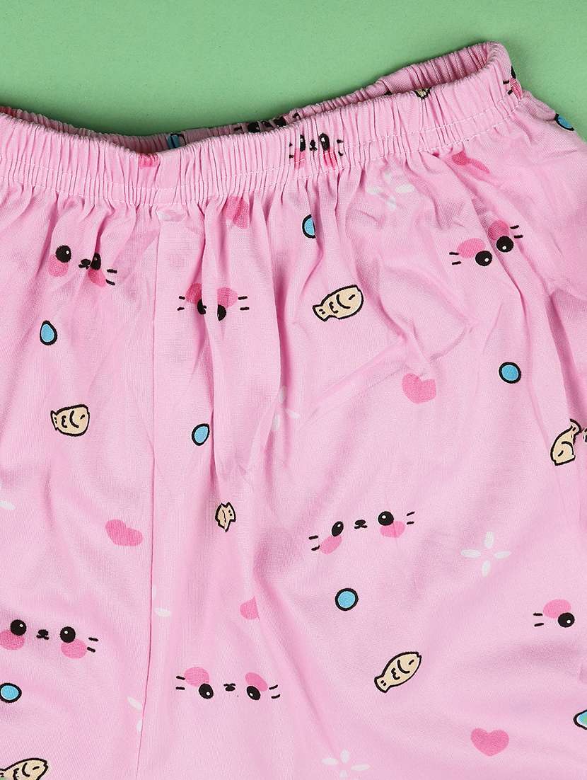 girls printed round neck top and pyjama nightwear set - 22434426 -  Standard Image - 4