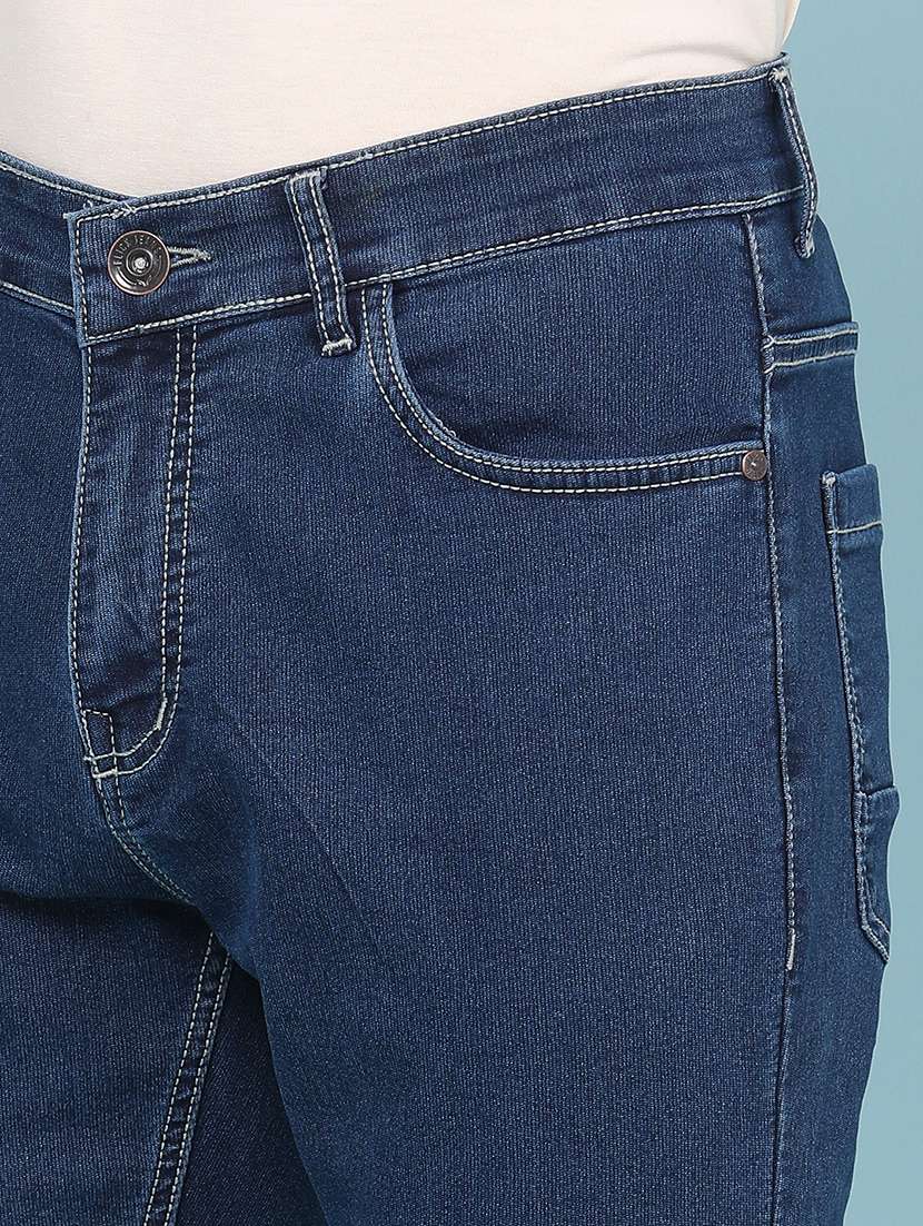Men Plain Mid Rise Full Length Slim Fit Jeans - 22434430 -  Standard Image - 1