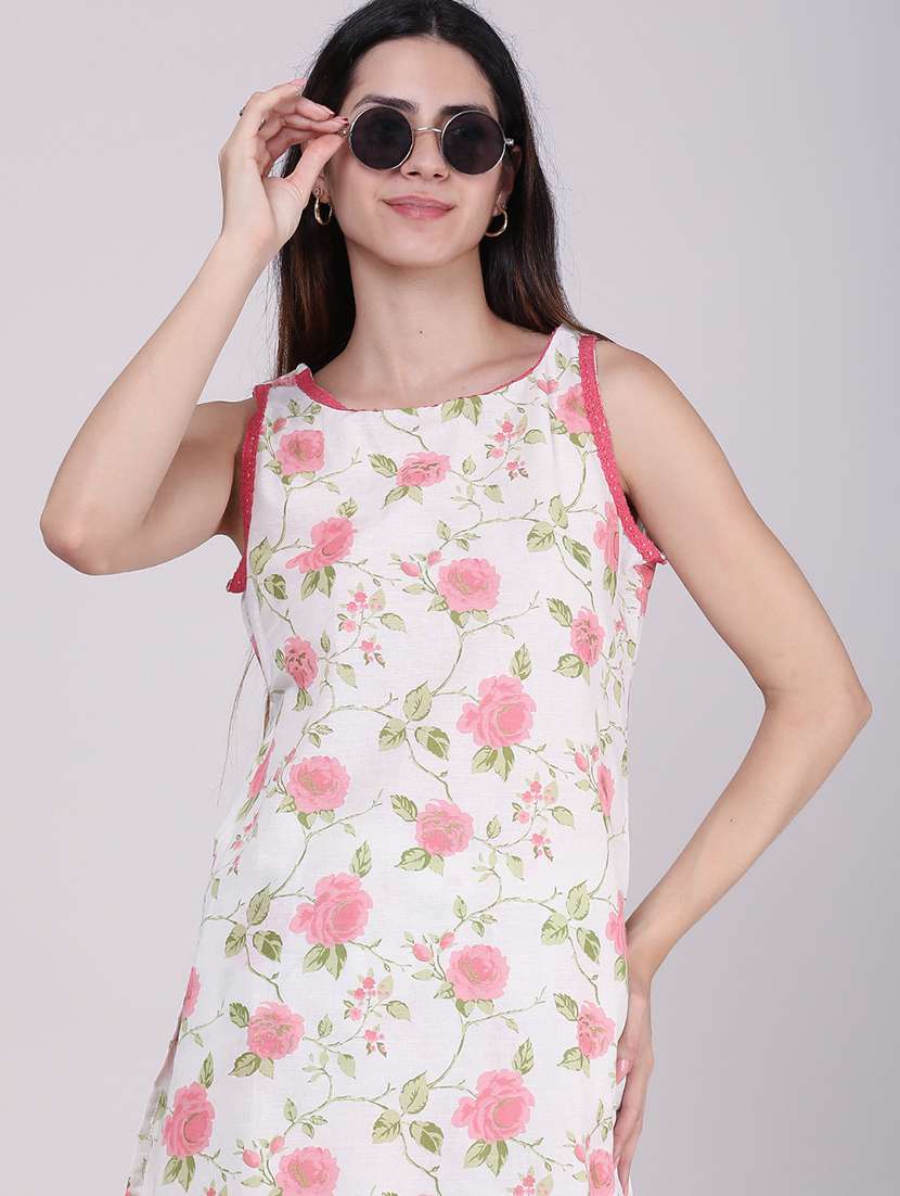 Women Floral Sleeveless Kurta Pant Set - 22434455 -  Standard Image - 1