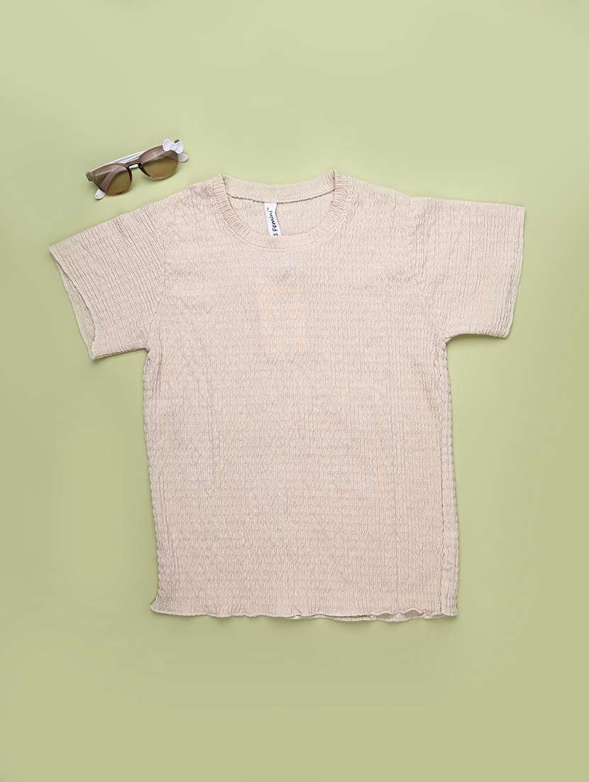 girls self design round neck short sleeves tee - 22434485 -  Standard Image - 1