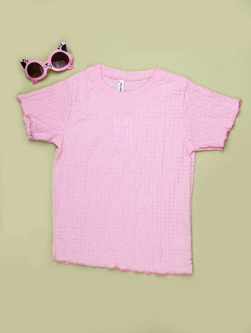 girls self design round neck short sleeves tee - 22434487 -  Standard Image - 1