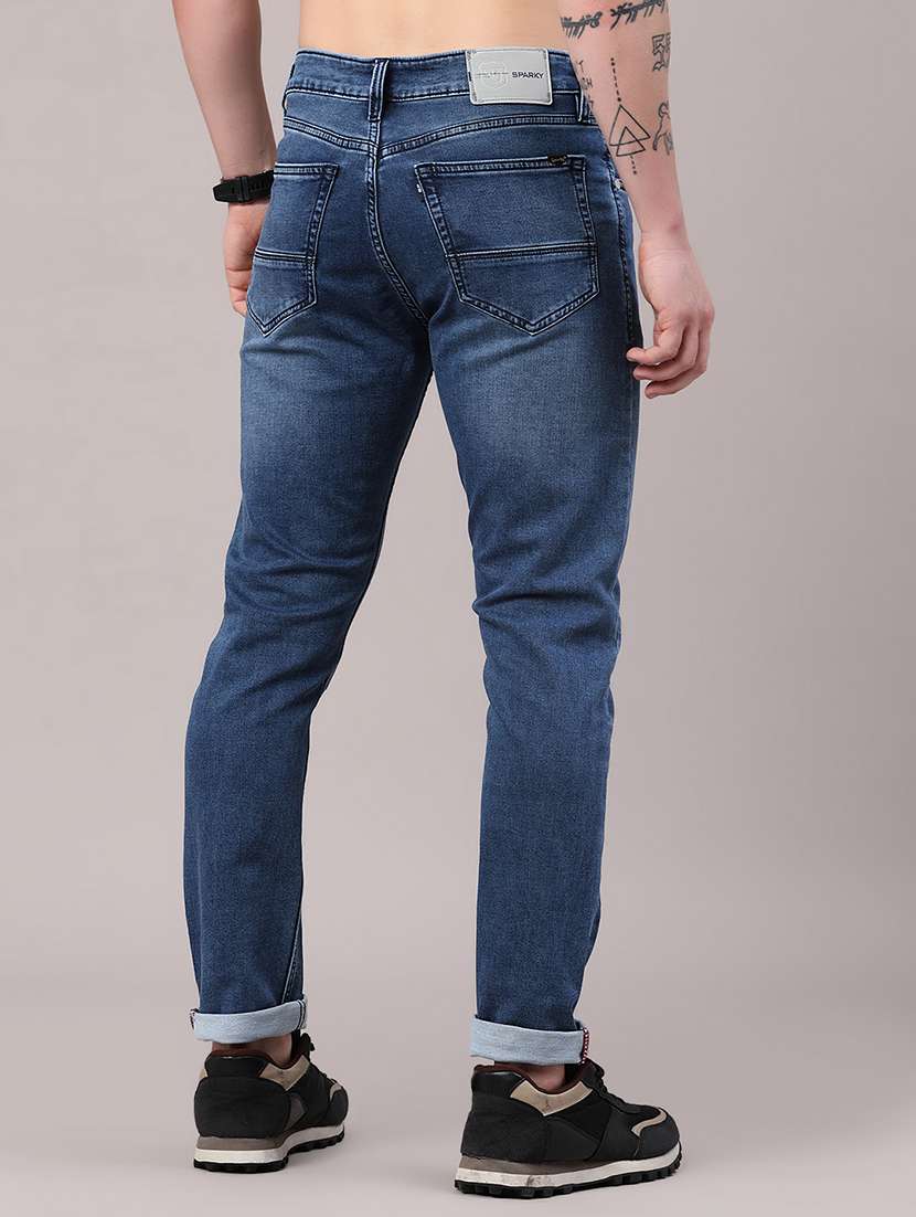 men washed mid rise full length slim fit jeans - 22434714 -  Standard Image - 4