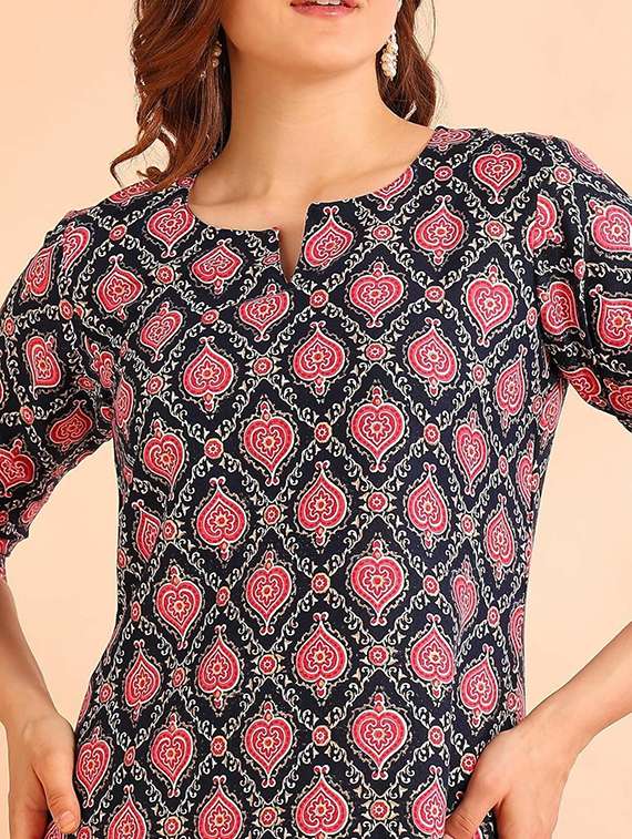 women printed three quarter sleeve kurta pant with dupatta set - 22434892 -  Standard Image - 1