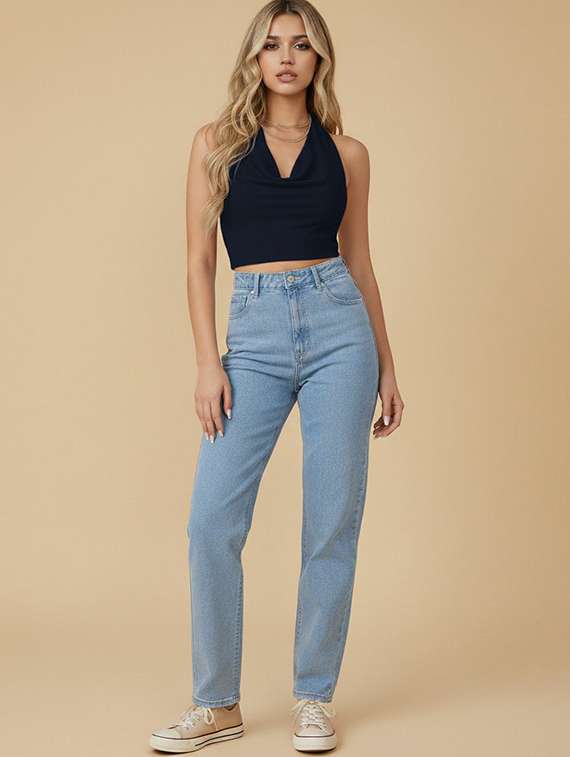 women solid halter neck backless crop top - 22434896 -  Standard Image - 4