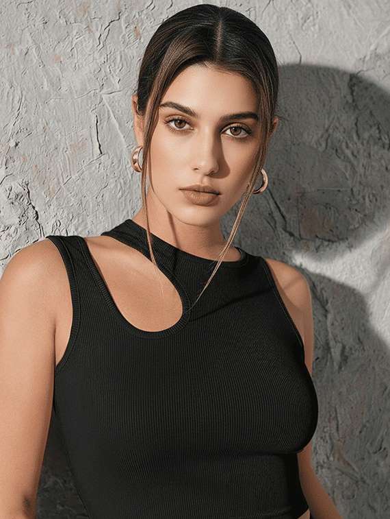 women solid sleeveless crop top - 22434910 -  Standard Image - 1