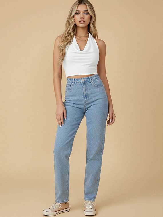 women solid halter neck backless crop top - 22434967 -  Standard Image - 4