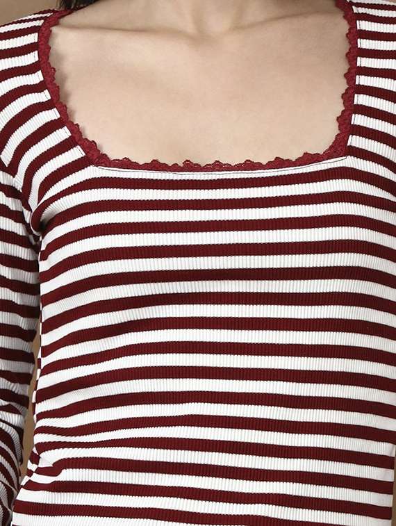 Women Striped Long Sleeve Straight Top - 22435092 -  Standard Image - 1