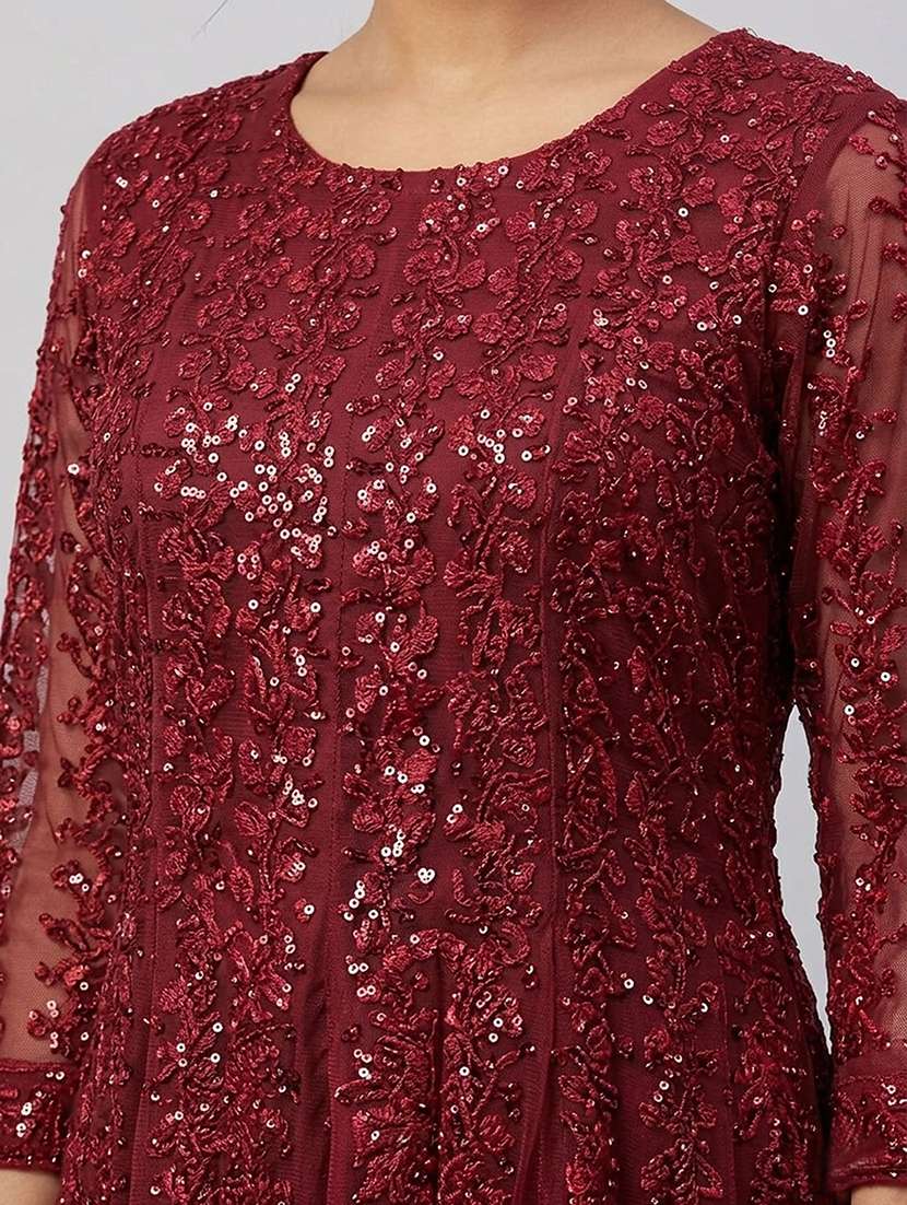 women solid with work three quarter sleeve ethnic dress - 22435855 -  Standard Image - 1